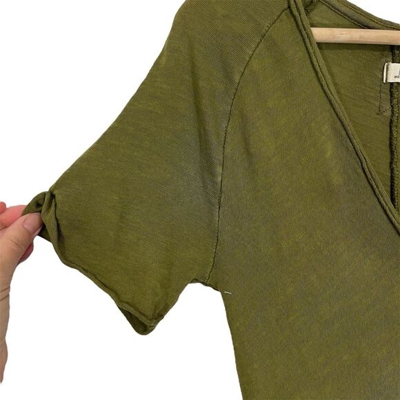 Free People Olive Green Sunny Days Ahead Tee Shirt Top M - Picture 5 of 8